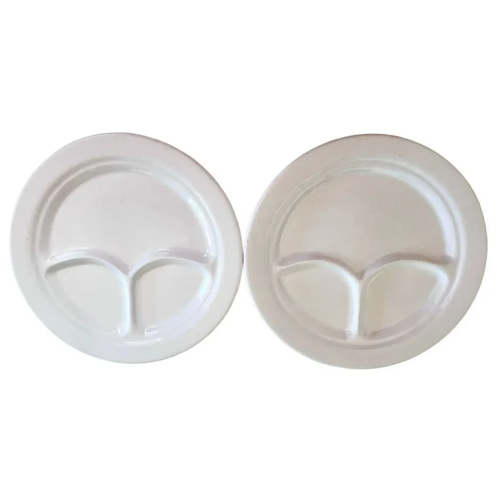 Set of 2 Buffalo China USA White Vintage Restaurant Ware Divided Plates